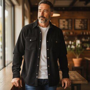 Men’s Black Button Down Shirt Size XL Casual, NWT, long sleeve, collared, snap